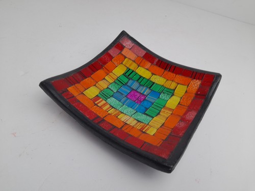 Rainbow square mosaic - square, bowl