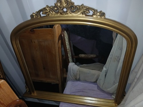 Small gold overmentle mirror - small, mirror.