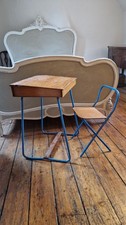 Vintage Child's Desk with Folding Chair Retro Antique Mid Century 1960s