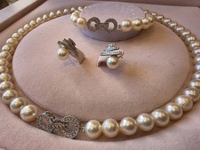 Real cultured Akoya saltwater pearl necklace, bracelet & earrings
