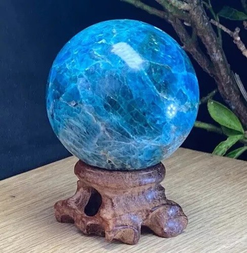 Large blue apatite crystal - blue,