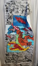 Spiderman, Captain America, Comic Print Cotton Fabric Remnant