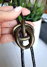 NECKLACE LEATHER BLACK BRAIDED