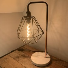 A Top quality Copper And Alabaster Marble Arched table lamp, With XL Edison Bulb