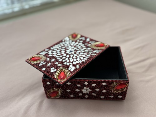 Hand beaded mosaic mirror - hand,