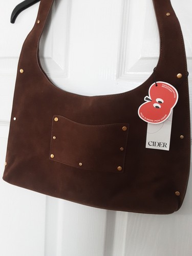 Brown faux suede handbag with - faux,