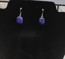 Lapis Lazuli Gemstone Beaded Drop Earrings Natural, Sterling Silver