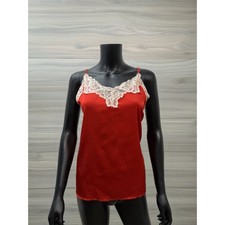 Belle Vere Notte Red Satin Lace Trim Cami Tank Top Size L