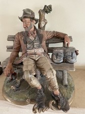 Capodimonte Porcelain Tramp Figurine On Bench