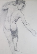 Original Pencil Drawing, 'Male Nude', Dated 1901