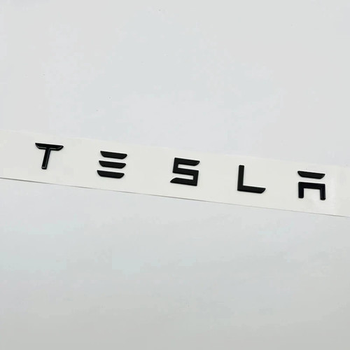 Red black silver tesla letters - black,