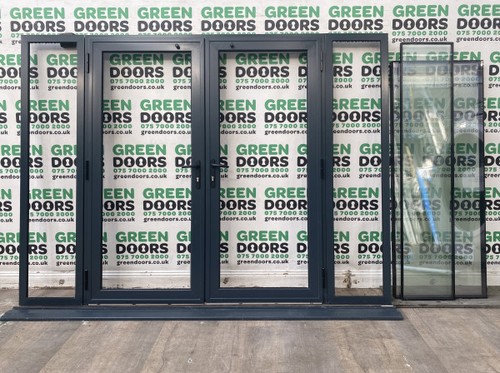 Grey aluminium french doors - aluminium,
