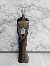 Heavy Vintage Figurine Sculpture Chrome & Concrete Couple 38cm tall