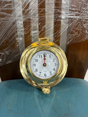 Vintage brass porthole clock - porthole,