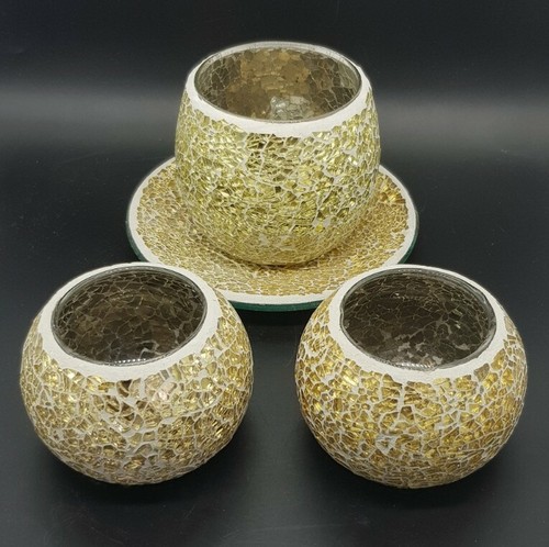 Crackle gold glass tea - gold,