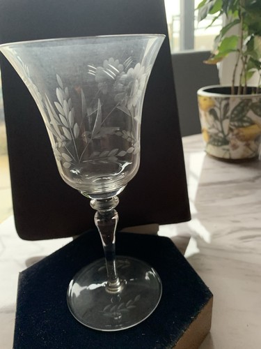 Set vintage etched crystal - set,