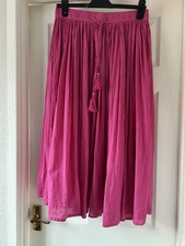 LADIES LONG ROMAN SKIRT  14 100% COTTON BRIGHT PINK  ELASTIC WAIST + DRAWSTRING