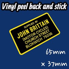 JOHN BRITTAIN MOTORCYCLES Dealership Dealer Vinyl Sticker Lambretta Vespa LI TV