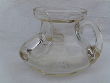TRI HANDLED HAND BLOWN GLASS ANTIQUE ART NOUVEAU HYACINTH VASE . M3490