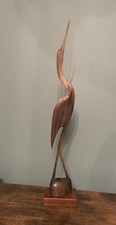 Carved Horn Heron, Wooden Base