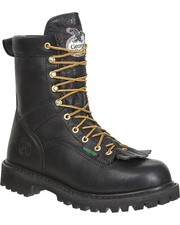 Georgia G8010 Waterproof Logger Low Heel, Soft Toe Boots NEW Black