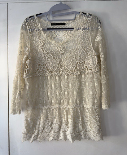 Zara basic white sheer floral - white,