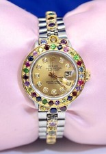 Ladies' Rolex Oyster Perpetual DateJust SS Watch 26 mm w/Rubies,Sapphires