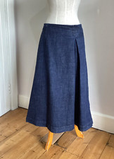 Toast Denim Skirt 10 Waist 28in Dark Indigo Side Pleat