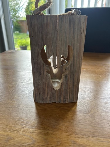 Vintage driftwood stag candle - driftwood,