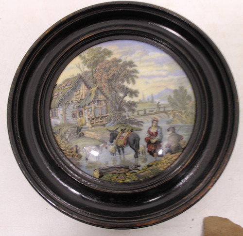 Framed victorian prattware pot - victorian,