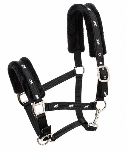Black printed nylon - nylon, horse