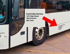 COACH BUS MINIBUS PSV PCV HGV LEGAL ADDRESS 25MM HIGH LETTERING VINYL STICKERS