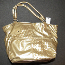 Stonz By Stone Mountain Gold Satchel Two Handle Purse, NWT