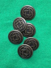 6 X ROUND METAL CELTIC KNOT SHANK BUTTONS - BRONZE COLOUR - 15 & 19 MM.