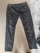 Mens Jeans 36 Alessandro Zavetti Black Desginer Ripped