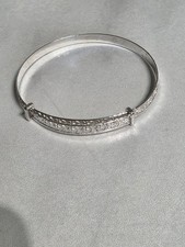 925 Sterling Silver Expanding  Baby Bangle - Moon & Stars - Christening Gift Box