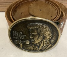 Elvis Presley :: Memorial Leather Belt,, Buckle First Edition 38 Inch Long
