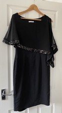 Shubette Black Dress Chiffon Cape Sequin Trim Mother Of The Bride Wedding Prom 8