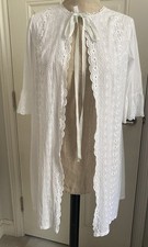 Vintage Nightdress Nightgown white cotton cutout embroidery Broderie Anglaise S