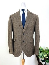 BARBOUR Brown Herringbone Tweed Jacket £299 Size Large 42R/52R Blazer