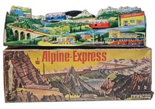 VINTAGE TECHNOFIX 300 ALPINE EXPRESS CLOCKWORK TINPLATE SET BOXED WITH 2X BUSES