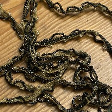 Vintage c 1920s Beaded Gold Bronze metallic woven trim with beading 1.3m
