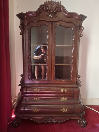 Antique oak mirrored wardrobe - antique,