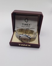 Rare Vintage Timex Quartz Silver Tone 33mm Men’s Watch Original box, Tested 