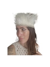 White Feather Headdress Festival Hair Accessory Native American Boho Carnival