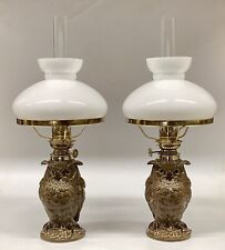 Antique Novelty Owl Oil Lamps A Pair Made In France For William Whiteley C1880