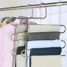 Clothes Pants Trouser Hanger,Multi Layer Storage Rack Closet Space Saver S Shape
