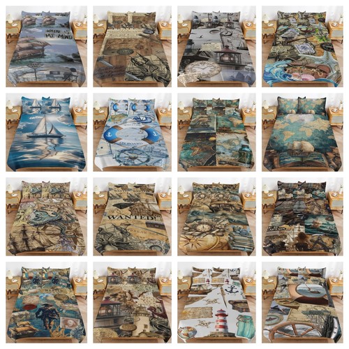 Vintage nautical pirate quilt - nautical,