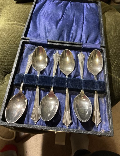 Six classic deco style silver - six,
