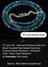 Genuine Ethiopian Black Fire Opal Necklace. Sterling Silver Handmade In India